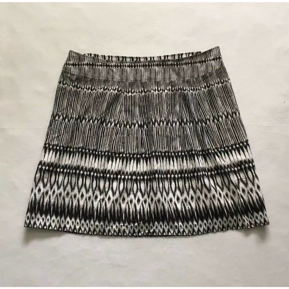 Lane Bryant Women Plus Black White Border Print Cotton Lined A-Line Skirt 24